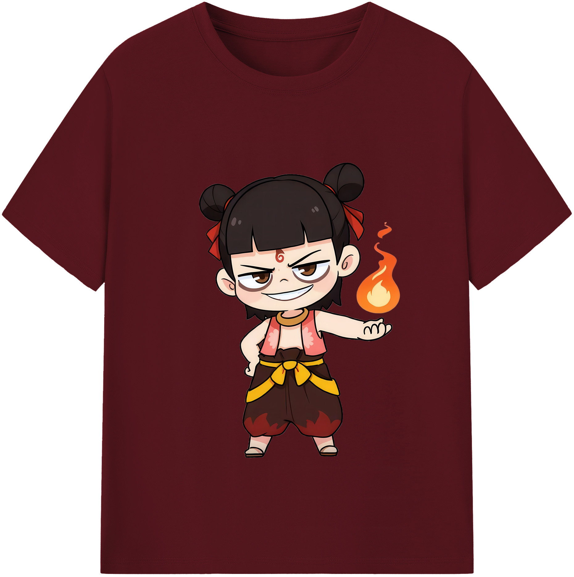 （画像用） Ne Zha 2 ナタ 魔童の大暴れ 綿100％半袖Tシャツ（フロントプリント）